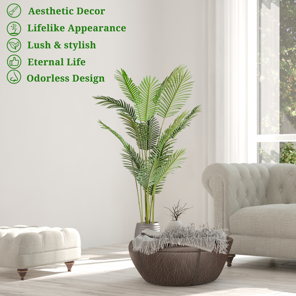  4FT Green Plastic 12 Leaf Palm Tree Simulation Tree