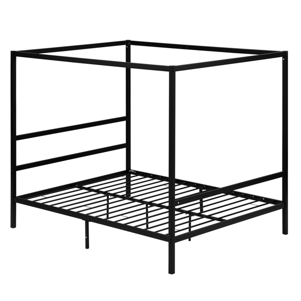 Square Tube Mosquito Net Bed Three Horizontal Bed Head Single Horizontal Bed Tail King Black Iron Bed