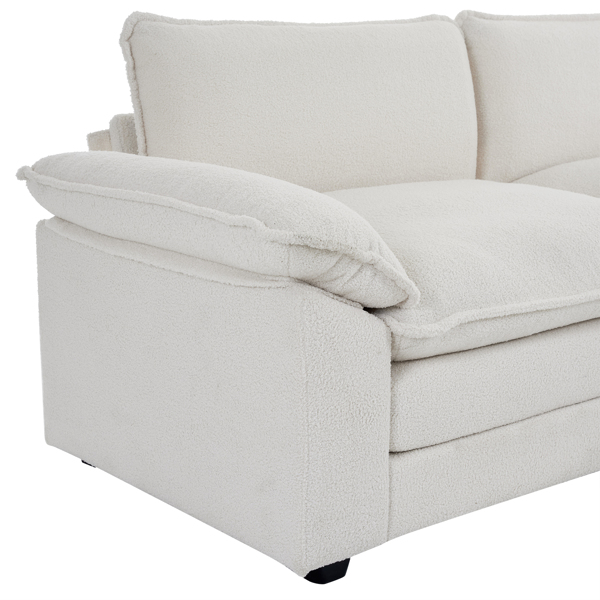217*141*85 Teddy Velvet Two-Seater With Footstool Double Bag Indoor Double Sofa Off White