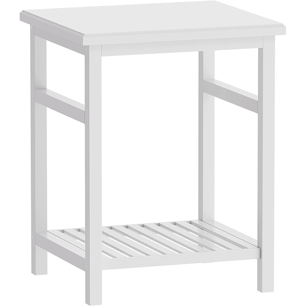 WTZ Nightstand, End Table, Bamboo Night Stand Bedside Table, Side Table for Bedroom Living Room Lounge, Space Saving, Easy to Assemble, NS-537 (1 Pack, White)