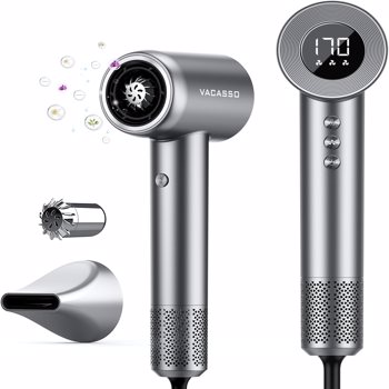 Hair Blow Dryer, Ionic Hair Dryer with Hair Care Module, Professional Hairdryer High-Speed 110, 000 RPM Fast Drying, Low Noise Salon Blow Dryer with LED Temp Display, Negative Ionic for Home Travel, T