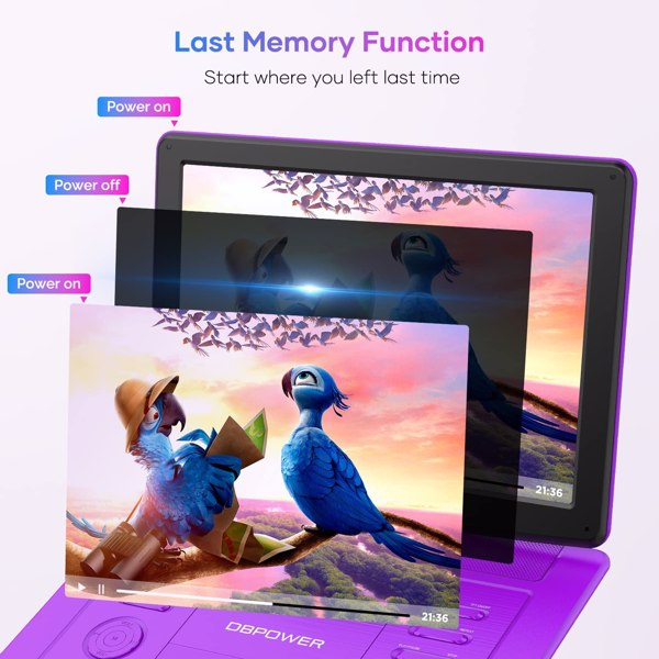 DBPOWER 17.9" Portable DVD Player with 15.6" Large HD Swivel Screen, 6 Hour Rechargeable Battery, Support DVD/CD/USB/SD Card and Others Multiple Disc Formats, Sync TV,FBA 发货，周末不处理订单