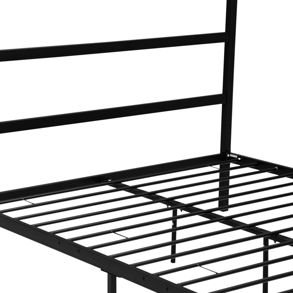 Square Tube Mosquito Net Bed Three Horizontal Bed Head Single Horizontal Bed Tail King Black Iron Bed