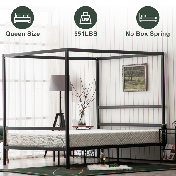 Mosquito Net Bed Simple Horizontal Bed Black Queen