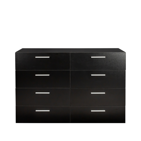 [FCH] 8 Drawer Double Dresser for Bedroom, Wide Storage Cabinet for Living Room Home Entryway, Black