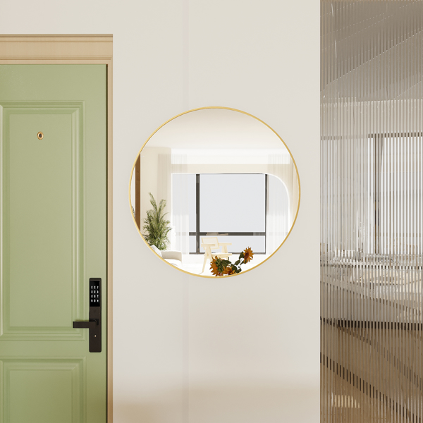 32" Wall Circle Mirror for Bathroom, Large Gold Round Mirror for Wall, 32 inch Hanging Round Mirror for Living Room, Vanity, Bedroom