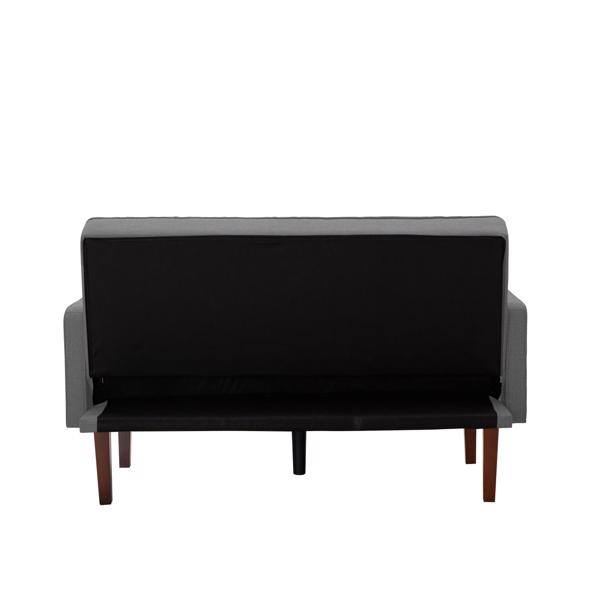 Light Grey Sofa Bed, Modern Linen Sofa, Convertible Sleeper Sofa with Arms, Solid Wood Feet and Plastic Centre Feet