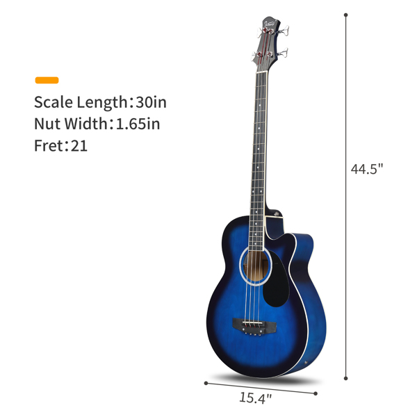 [Do Not Sell on Amazon]Glarry GMB101 4 string Electric Acoustic Bass Guitar w/ 4-Band Equalizer EQ-7545R Blue