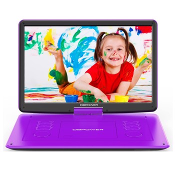 DBPOWER 17.9\\" Portable DVD Player with 15.6\\" Large HD Swivel Screen, 6 Hour Rechargeable Battery, Support DVD/CD/USB/SD Card and Others Multiple Disc Formats, Sync TV, High Volume Speaker, ZC-06 Purpl