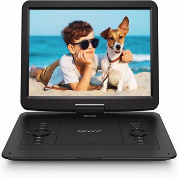 DEVINC 17.9\\" Portable DVD Player with 15.6\\" HD Swivel Screen, Support Multiple DVD CD Formats/USB/SD Card/Sync TV, 6 Hours Rechargeable Battery, Car Charger, Remote Control, Region Free, ZC-07 Black, 