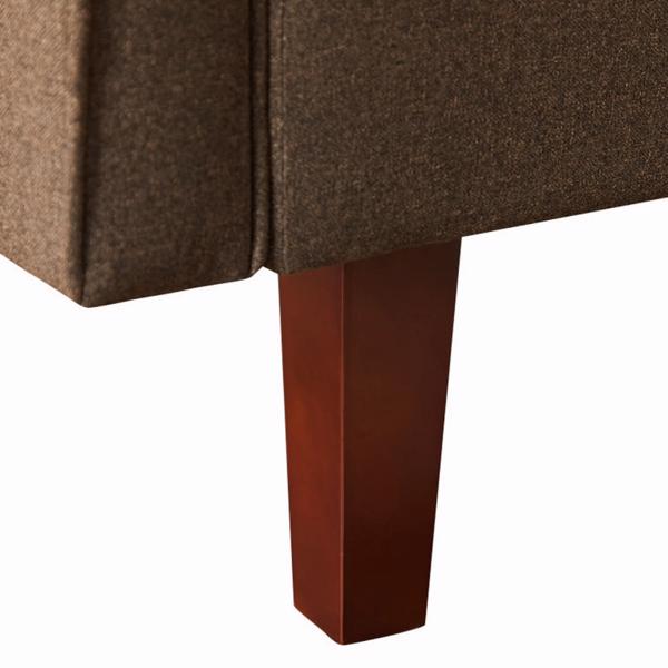 Brown Sofa Bed, Modern Linen Sofa, Convertible Sleeper Sofa with Arms, Solid Wood Feet and Plastic Centre Feet