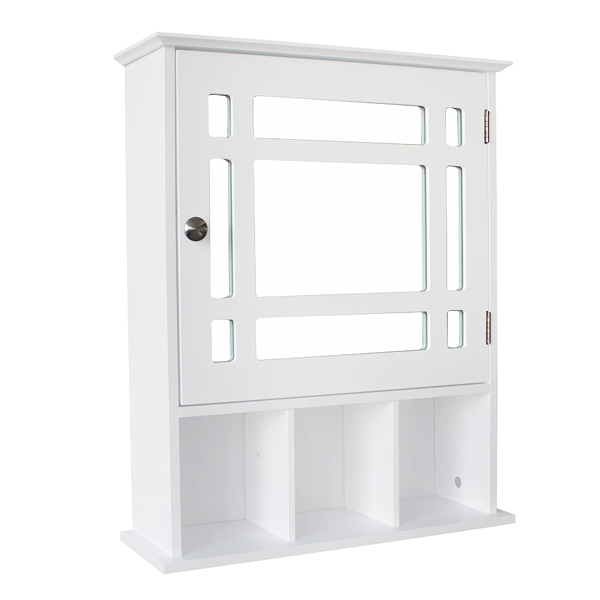 Single Door Three Compartment Storage Bathroom Cabinet –White