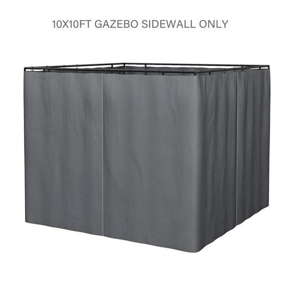 10 x 10 Ft Gazebo Curtain Replacement Curtain Cloth Gazebo 4-Sidewall Curtain Cloth with Zippers