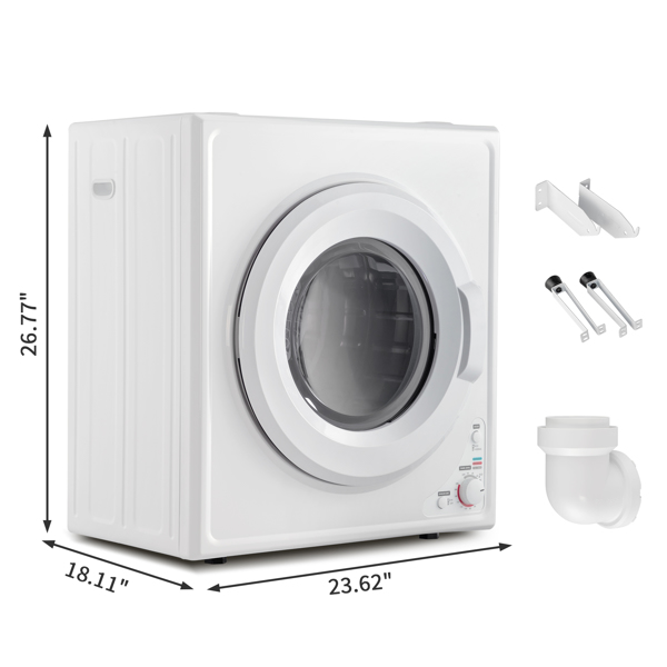 ZOKOP GYJ40-168I1 Compact portable Household clothes Dryer 4KG 2.6CUFT with Stainless Steel Drum White 120V 1400W MECHANICAL Control