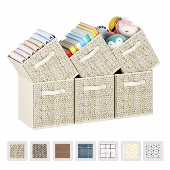6 Pack Fabric Storage Cubes with Handle, Foldable 11 Inch Cube Storage Bins, Storage Baskets for Shelves, Storage Boxes for Organizing Closet Bins（No shipping on weekends）