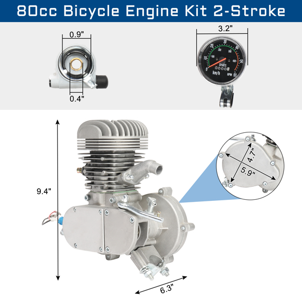 100cc 2.8kW 6000r/min Maximum Speed ​​50km/h Including Meter Bicycle Modification Parts Silver