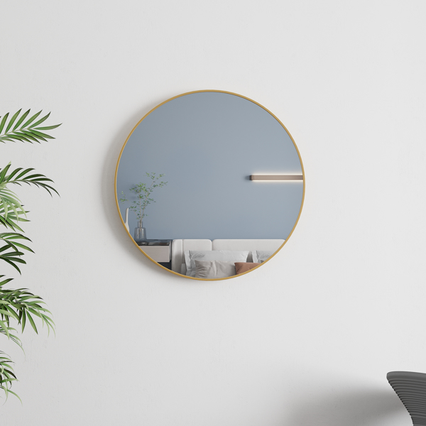 32" Wall Circle Mirror for Bathroom, Large Gold Round Mirror for Wall, 32 inch Hanging Round Mirror for Living Room, Vanity, Bedroom