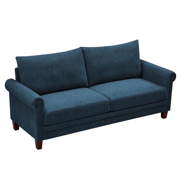 Blue, Frosted Cat's Claw Fabric Three-Seater Fabric Sofa