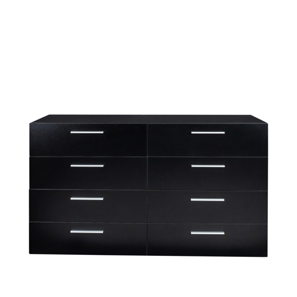 FCH 8 Drawer Double Dresser for Bedroom, Wide Storage Cabinet for Living Room Home Entryway, Black