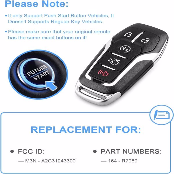 Replacement For Lincoln Ford Remote Car Key Fob 5-Button M3N-A2C31243300