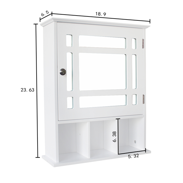 Single Door Three Compartment Storage Bathroom Cabinet –White