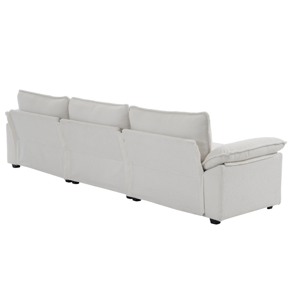 305*141*85 Teddy Velvet 3-Seater With Footstool Double Bag Indoor Modular Sofa Off White