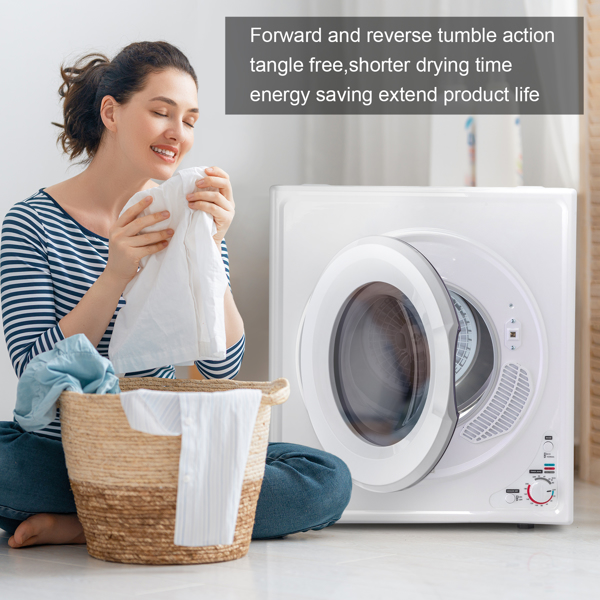 ZOKOP GYJ40-168I1 Compact portable Household clothes Dryer 4KG 2.6CUFT with Stainless Steel Drum White 120V 1400W MECHANICAL Control