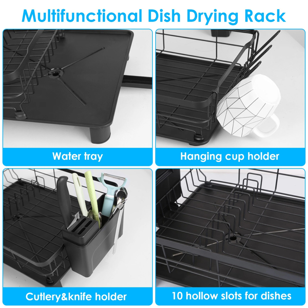 Dish Drying Rack Drain Board Utensil Holder Organizer Drainer Tableware Organizer Kitchen Countertop Storage Shelf