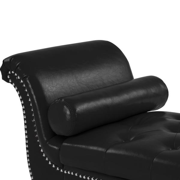 Black, PU Leather, Metal Feet Upholstered Ottoman Bedroom Lounge Ottoman Flip Top Storage Sofa Bench