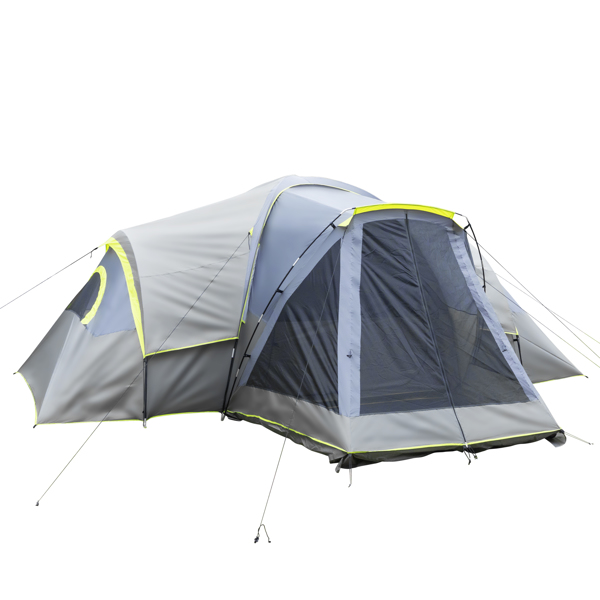 522*260*210cm Can Accommodate 10 People Three Rooms Polyester Cloth Fiberglass Poles  Camping Tents  Family Tents Dark Gray