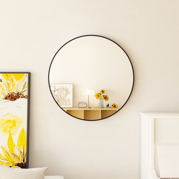 32\\" Wall Circle Mirror for Bathroom, Large Black Round Mirror for Wall, 32 inch Hanging Round Mirror for Living Room, Vanity, Bedroom