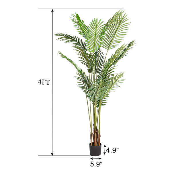  4FT Green Plastic 12 Leaf Palm Tree Simulation Tree