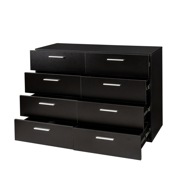 [] 8 Drawer Double Dresser for Bedroom, Wide Storage Cabinet for Living Room Home Entryway, Black