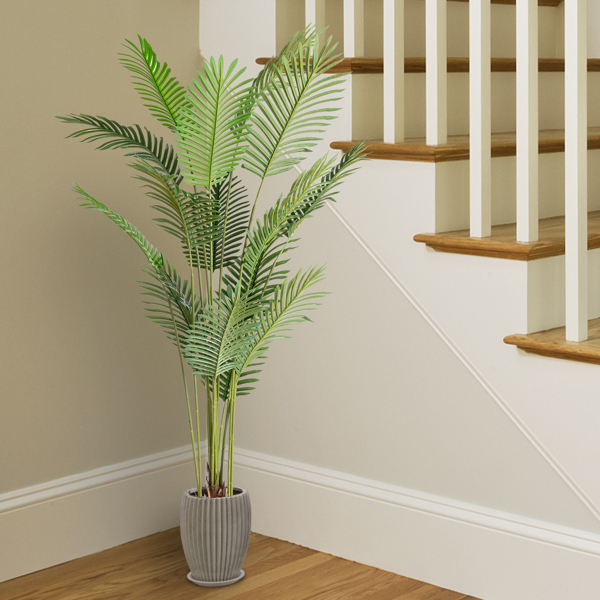  4FT Green Plastic 12 Leaf Palm Tree Simulation Tree