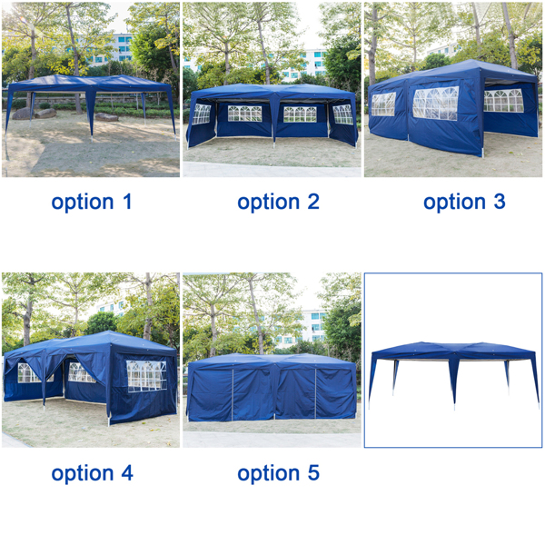 3 x 6m Four Windows Practical Waterproof Folding Tent Blue