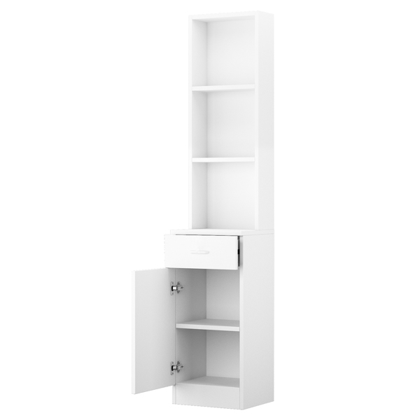FCH Standing 5 Compartments 1 Drawer 1 Door MDF Barber Cabinet White