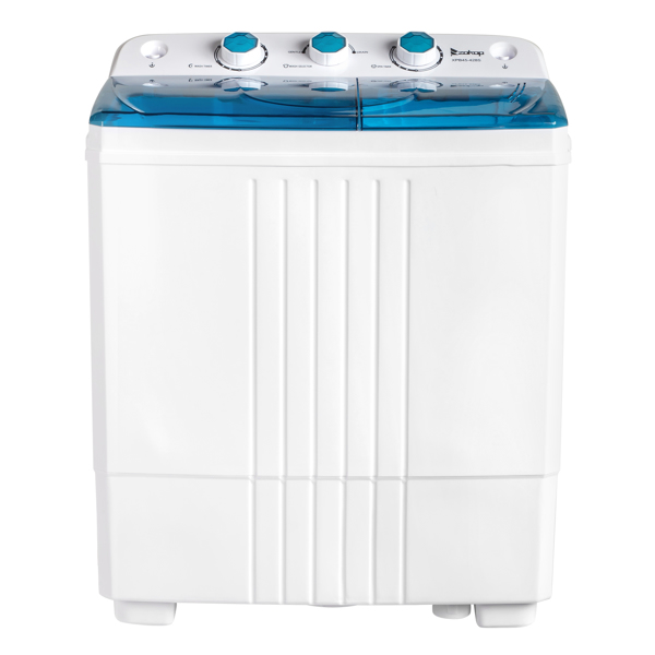 Twin Tub with Built-in Drain Pump XPB45-428S 20Lbs Semi-automatic Twin Tube Washing Machine for Apartment, Dorms, RVs, Camping and More, White&Blue US Standard