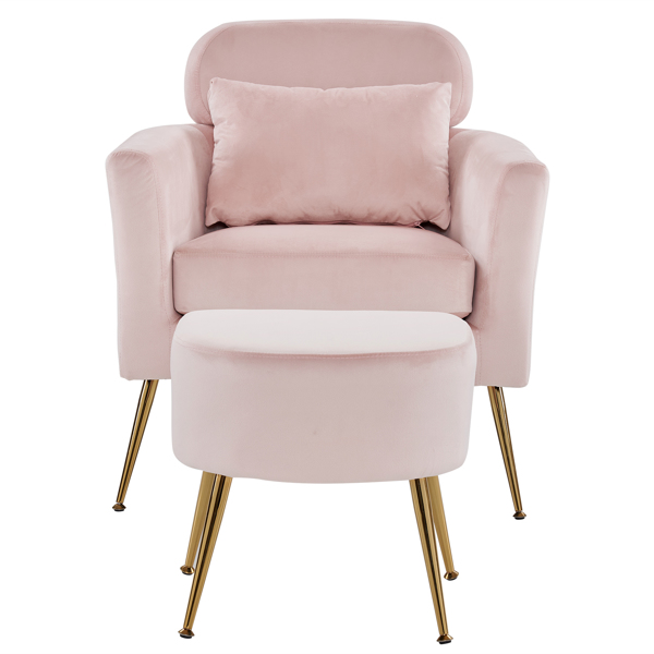 Half Disassembled Single Chair With Gold Feet And Pedals  Flannelette Indoor Leisure Chair Pink