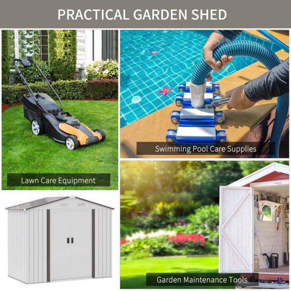 Steel Storage Shed Garden Tool house 7' x 4'  White-AS (Swiship-Ship)（Prohibited by WalMart）