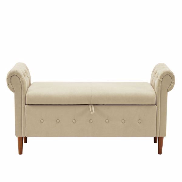 Multifunctional Storage Rectangular Sofa Stool-Beige