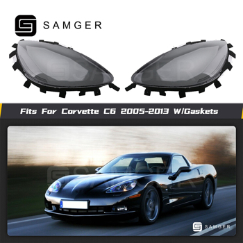 Pair Headlight Headlamp Lens Cover with Gaskets For Corvette C6 2005-2013