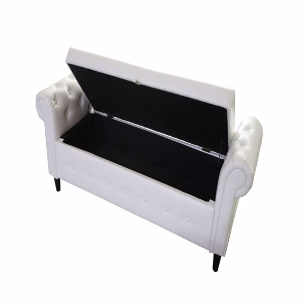 Multifunctional Storage Rectangular Sofa Stool- White