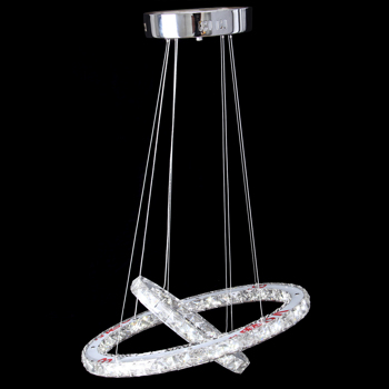 2-Ring Crystal Chandelier Flush Mount Crystal Light Stainless Steel White Light