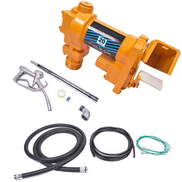 20GPM 12V Fuel Transfer Pump with Nozzle Kit for Transfer of Gasoline Diesel Fuel