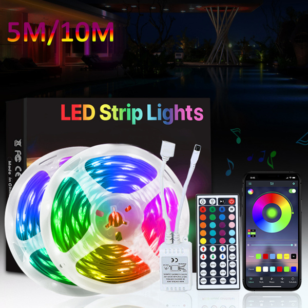 2x LED Stripe Lights RGB 5/10m Backlight 5050 SMD Waterproof Flexible Lights W/ Remote Control For Home Party Living Room Ribbon