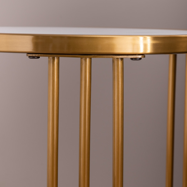 Slate/sintered stone round side/end table with golden stainless steel frame