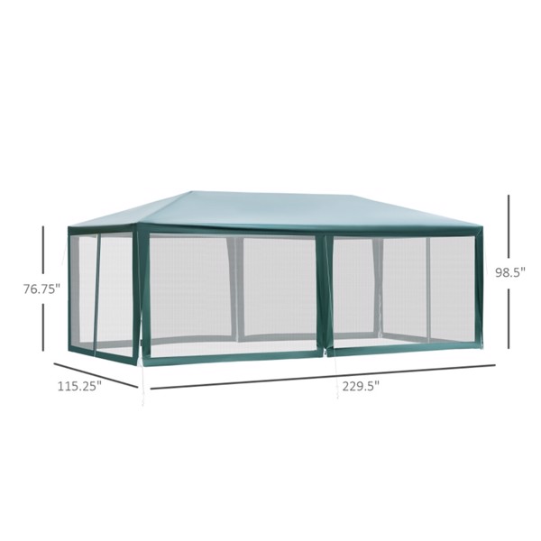 20' x 10' Outdoor Party Tent Gazebo Wedding Canopy with Removable Mesh Sidewalls, Green-AS (Swiship-Ship)（Prohibited by WalMart）