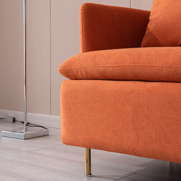 Modern fabric accent armchair,upholstered single sofa chair,Orange ,Cotton Linen 30.7"