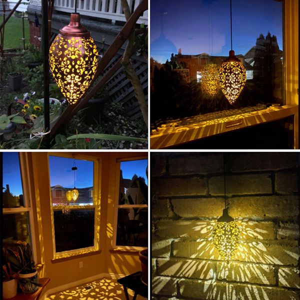 Solar Powered LED Morrocan Lantern Hanging Garden Lamp Light Decor Yard Home