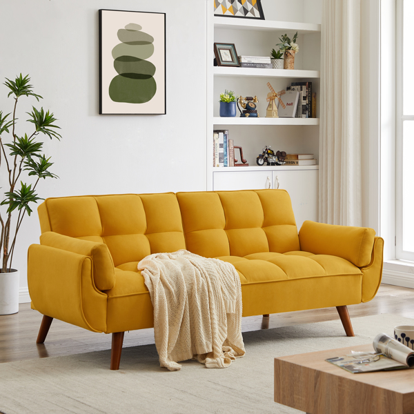 New Design Linen Sofa Furniture Adjustable Backrest Easily Assembled Recliners-yellow 